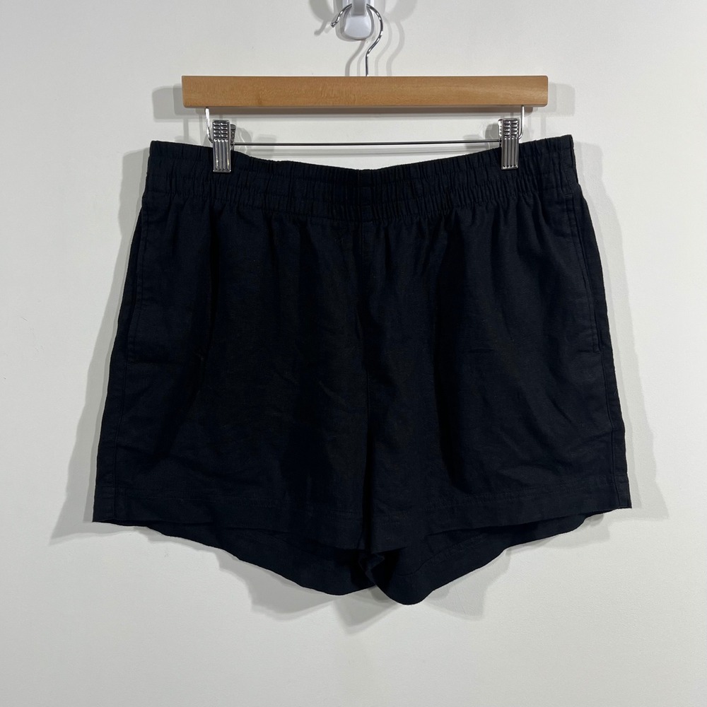 Old Navy Womens Linen Blend Waistband Shorts Large Beachy Lightweight Neutral